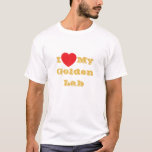 I love My Golden Lab T-Shirt<br><div class="desc">Men's Classic T Shirt In White Colour and Text In Golden Yellow Colour and casual fun fashion statement apparel accessory printed with customisable template text phrase I ♥️ My Golden Yellow Lab on Hats, Shirts and Pet Products by TheFabricSeal print on demand shop at Zazzle.com #ZazzleMade https://www.zazzle.com/store/thefabricseal Comfortable, casual and...</div>
