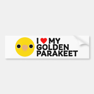 I LOVE MY GOLDEN PARAKEET BUMPER STICKER
