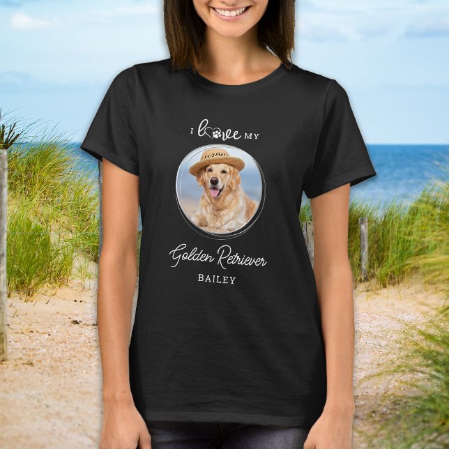 I Love My Golden Retriever Custom Pet Dog Photo T-Shirt (Creator Uploaded)