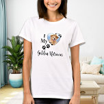 I Love My Golden Retriever Cute Heart Dog Photo T-Shirt<br><div class="desc">Take your best friend with you everywhere you go with this custom golden retriever pet photo dog lover shirt ! A must have for every dog lover, dog mum and dog dad ! A fun I Love My Dog, this shirt quote "I Love My Golden Retriever" can be personalised to...</div>