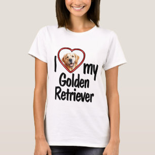 I Love My Golden Retriever Cute Heart Photo Frame T-Shirt