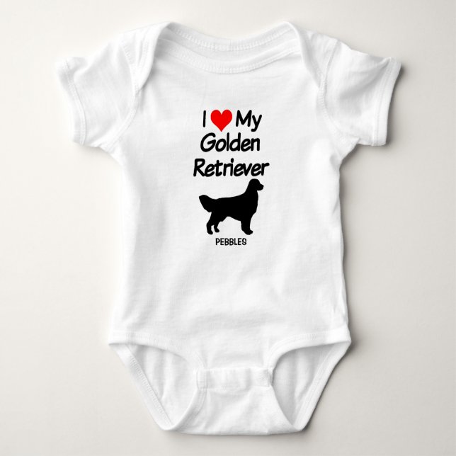 I Love My Golden Retriever Dog Baby Bodysuit (Front)
