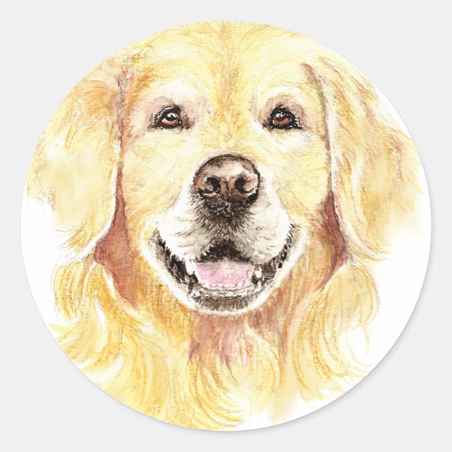 I Love my Golden Retriever, Dog, Pet Classic Round Sticker (Front)