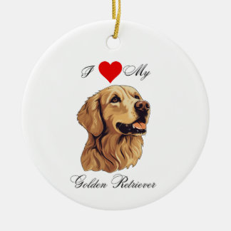 I love my Golden Retriever standard Ceramic Ornament