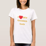 I love My Golden Yellow Lab T-Shirt<br><div class="desc">Women's Classic T Shirt In White Colour and Text In Golden Yellow Colour and casual fun fashion statement apparel printed with customisable template text phrase I ♥️ My Golden Yellow Lab on Hats, Shirts and Pet Products by TheFabricSeal print on demand shop at Zazzle.com #ZazzleMade https://www.zazzle.com/store/thefabricseal Comfortable, casual and loose...</div>