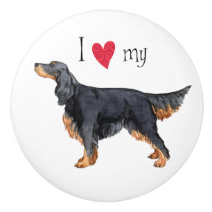 I Love my Gordon Setter Ceramic Knob