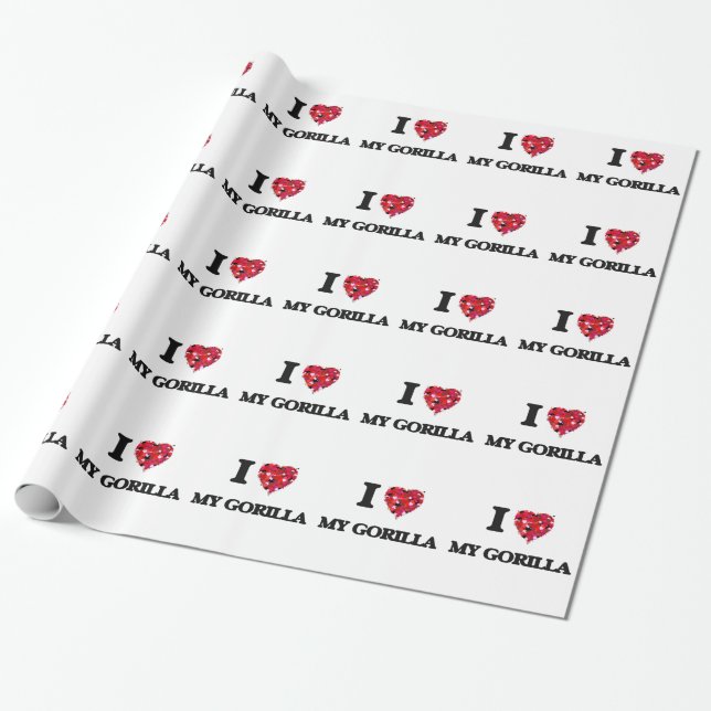 I Love My Gorilla Wrapping Paper (Unrolled)
