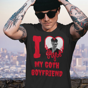 I Love My Goth Boyfriend Red Dripping Heart Photo T-Shirt