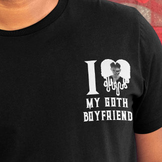I Love My Goth Boyfriend White Heart Photo Crest T-Shirt