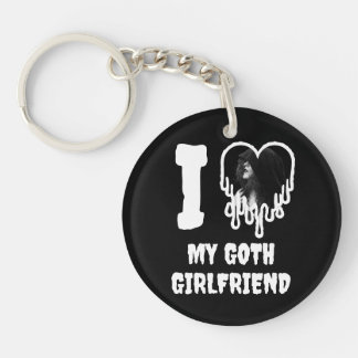 I Love My Goth Girlfriend Dripping Heart Photo Key Ring