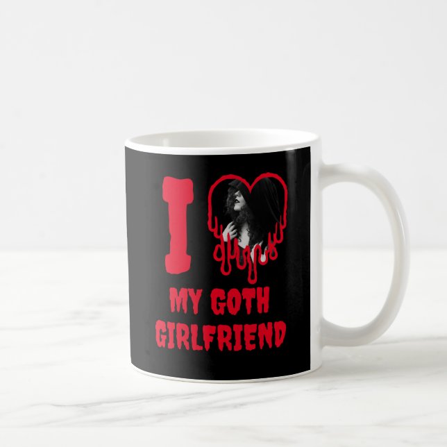 I Love My Goth Girlfriend Dripping Red Heart Photo Coffee Mug (Right)