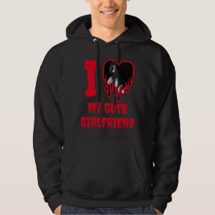 I Love My Goth Girlfriend Dripping Red Heart Photo Hoodie