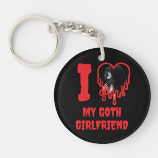 I Love My Goth Girlfriend Red Heart Photo Key Ring