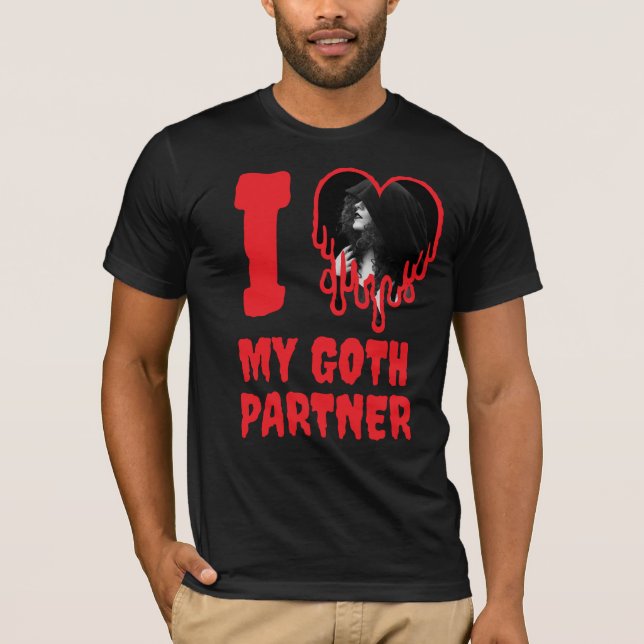 I Love My Goth Partner Red Blood Heart Photo T-Shirt (Front)