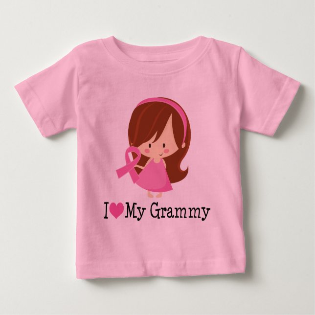 I Love My Grammy Breast Cancer Ribbon Baby T-Shirt (Front)