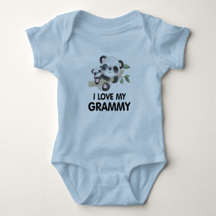 I Love My Grammy Cute Baby and Adult Pandas Bodysuit