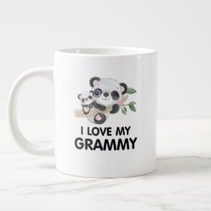 I Love My Grammy Cute Baby and Adult Pandas Large Coffee Mug