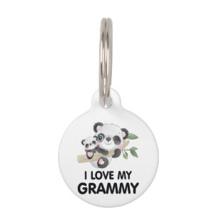 I Love My Grammy Cute Baby and Adult Pandas Pet Tag