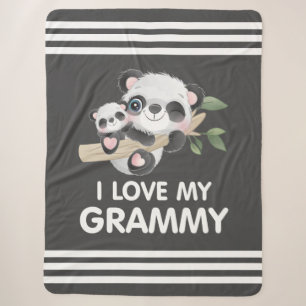 I Love My Grammy Cute Baby and Adult Pandas Sherpa Blanket
