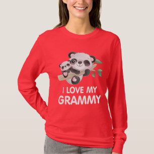 I Love My Grammy Cute Baby and Adult Pandas T-Shirt