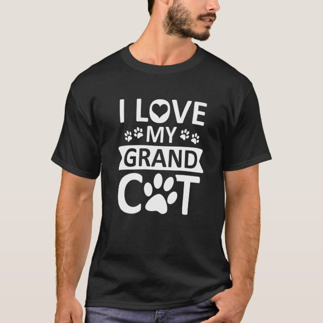 I Love My Grandcat  Cat  Granddad Grandma Grandpar T-Shirt (Front)