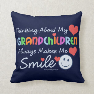 I Love My Grandchildren Cute Blue Cushion