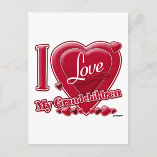 I Love My Grandchildren red heart - photo Postcard