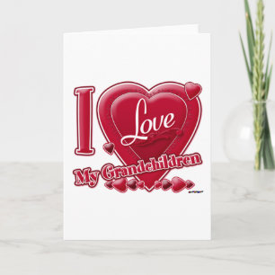 I Love My Grandchildren red hearts Holiday Card