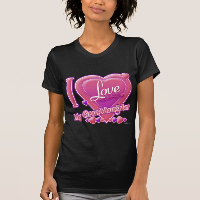 I Love My Granddaughter pink/purple - heart T-Shirt (Front)