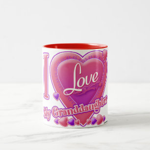 I Love My Granddaughter pink/purple - heart Two-Tone Coffee Mug