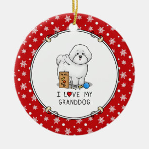 I Love My Granddog Bichon Frise Dog Grandmother Ceramic Ornament