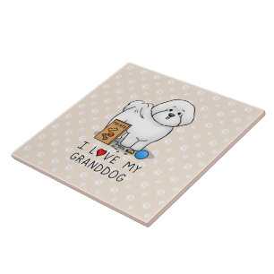 I Love My Granddog Bichon Frise Dog - Grandparents Ceramic Tile
