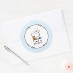I Love My Granddog Bichon Frise Dog - Grandpuppy Classic Round Sticker