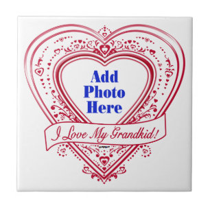 I Love My Grandkid! Photo Red Hearts Tile