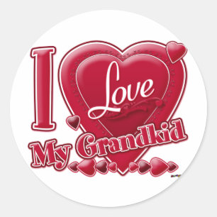 I Love My Grandkid Red Hearts Classic Round Sticker