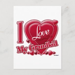 I Love My Grandkid Red Hearts  Postcard