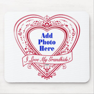 I Love My Grandkids! Photo Red Hearts Mouse Pad