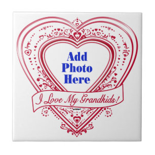 I Love My Grandkids! Photo Red Hearts Tile