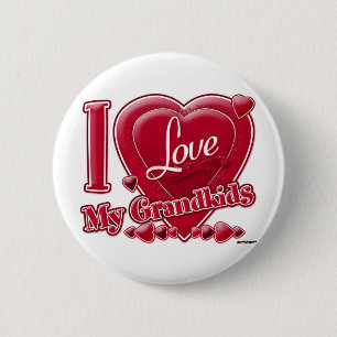 I Love My Grandkids red - heart 6 Cm Round Badge