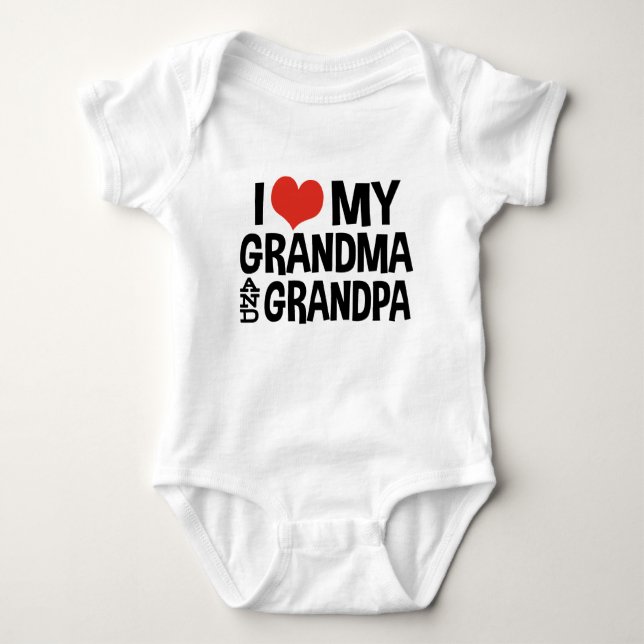 I Love My Grandma and Grandpa Baby Bodysuit (Front)