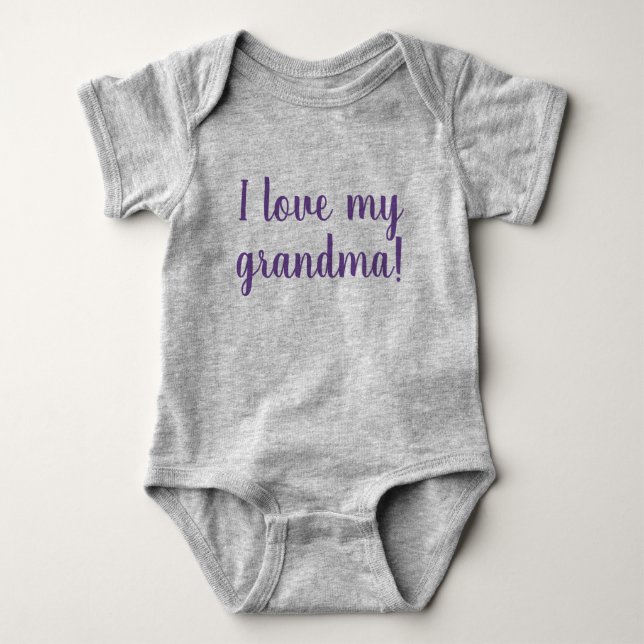 I Love My Grandma Custom Purple Gray Baby Bodysuit (Front)