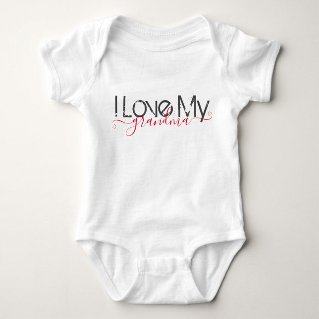 I Love My Grandma | Customisable Red Script Baby Bodysuit (Front)