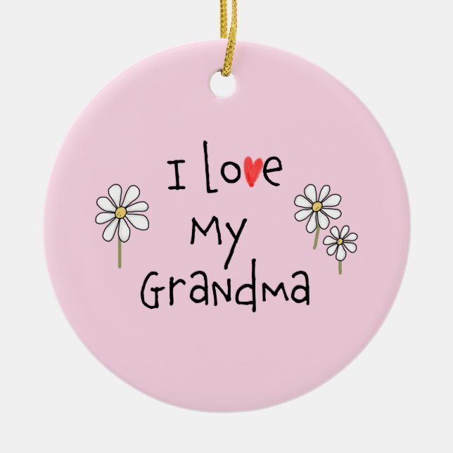 I Love My Grandma Photo Ceramic Ornament (Front)