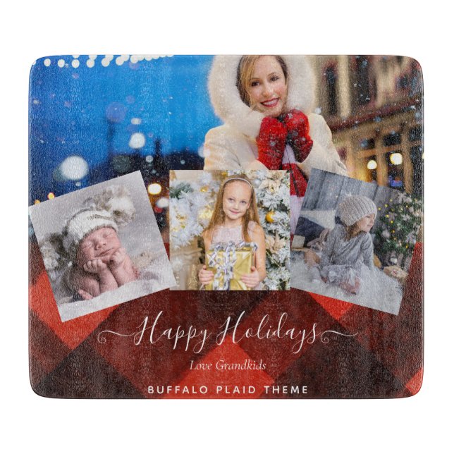 I Love My GRANDMA - PHOTO COLLAGE Grandparent Gift Cutting Board (Front)