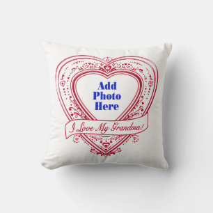 I Love My Grandma! Photo Red Hearts Cushion