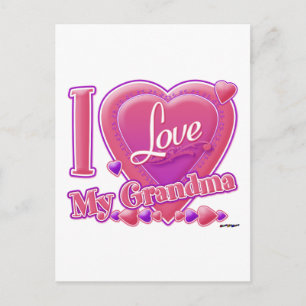 I Love My Grandma pink/purple - heart Postcard