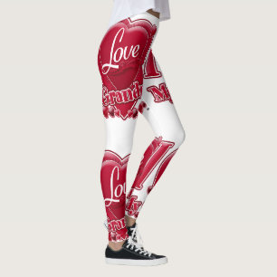 I Love My Grandma Red Hearts Leggings