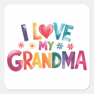 I love my grandma square sticker
