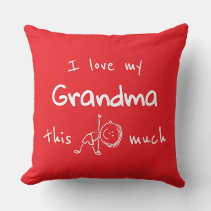 I love my grandma typography named graphic Red Cushion