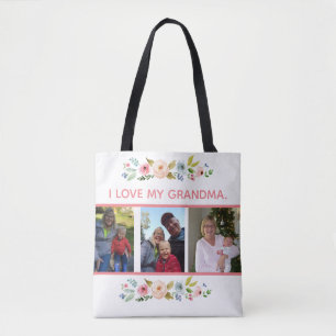 I love my grandma with 3 photos tote bag